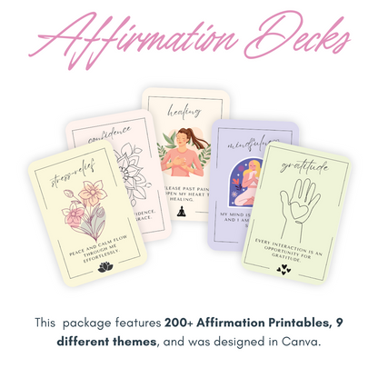 Printable Cards: 9 Affirmation Decks